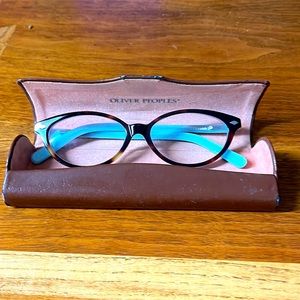 Oliver People’s eye glasses and case black and blue